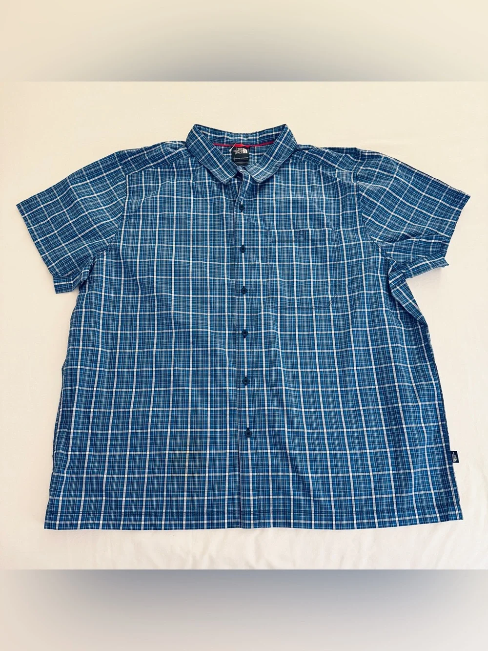 The North Face Hypress Woven Shirt Men XXL Blue Plaid UPF 50 NWT